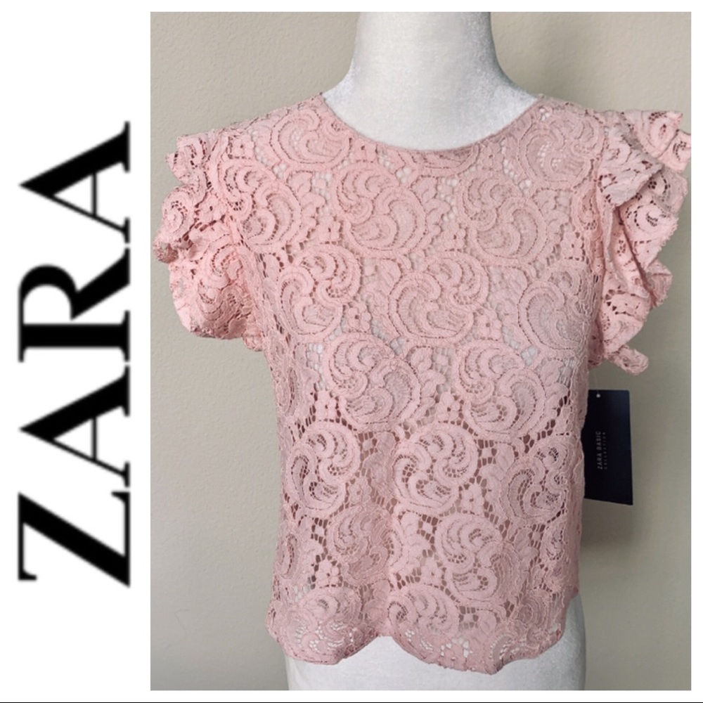 w/TAGs ZARA Pink LACE Sleeveless BLOUSE Top Tank